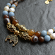 Two-row necklace with agate, angelite and pearls from the "Lavender Coffee" collection, Brown