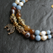Two-row necklace with agate, angelite and pearls from the "Lavender Coffee" collection, Brown