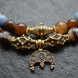 Two-row necklace with agate, angelite and pearls from the "Lavender Coffee" collection, Brown