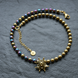 Necklace of halves of gold and rainbow hematite with star, Gold